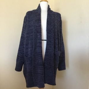 Barefoot Dreams CozyChic Cardigan Blue Open Front Size L